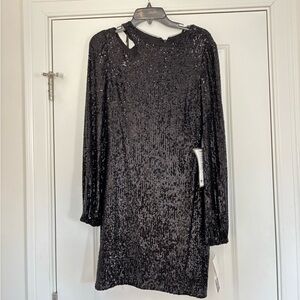 Xscape Black Sequin Long-Sleeve Cocktail Dress